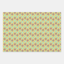 Bright colored retro flower geschenkpapier set