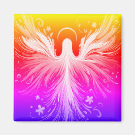 Bright Colorful Angel Design on a Square Key Chain Magnet