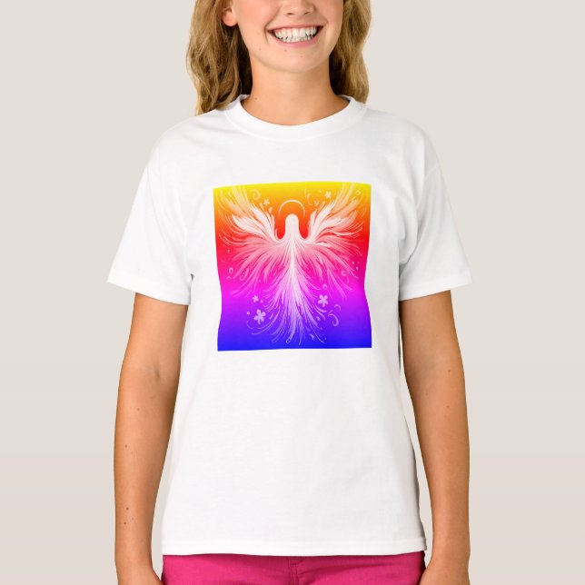 Bright Colorful Angel Design on a Womans' T-Shirt (Vorderseite)