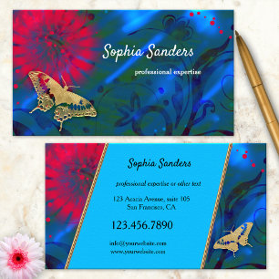 Bright Colorful Artistic Butterfly Business Card Visitenkarte