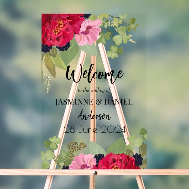 Bright & Colorful Blumengarten Bouquet Wedding Acrylschild (Neutral)