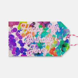 Bright Colorful Bokeh Typografie Geburtstagsfestiv Geschenkanhänger