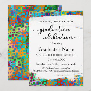 Bright Colorful Confetti Graduation Party Einladung