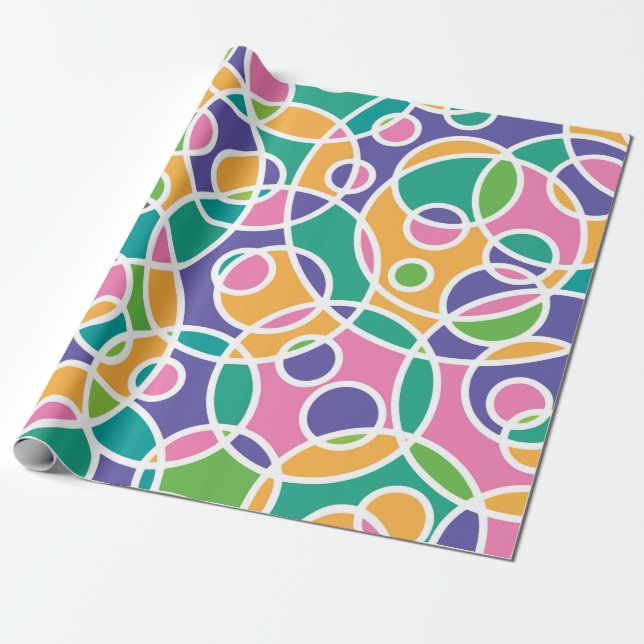 Bright Colorful Crazy Circles Pattern Geschenkpapier (Ungerollt)