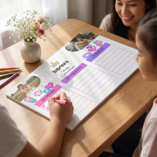Bright Colorful Cute Kids Daily Checklist Photo Notizblock