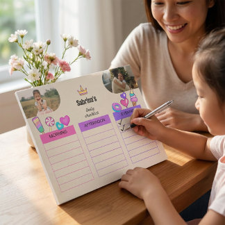 Bright Colorful Cute Kids Daily Checklist Photo Notizblock