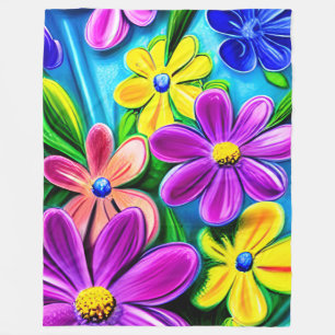 Bright Colorful Daisy Blume Fleecedecke