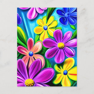 Bright Colorful Daisy Blume Postkarte