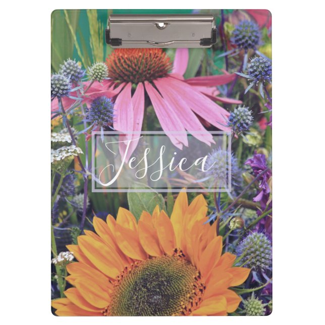Bright Colorful Flowers Photo Personalised Klemmbrett (Vorderseite)