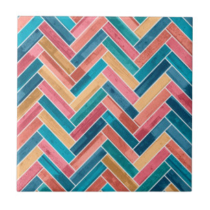 Bright Colorful Herringbone Pattern Fliese