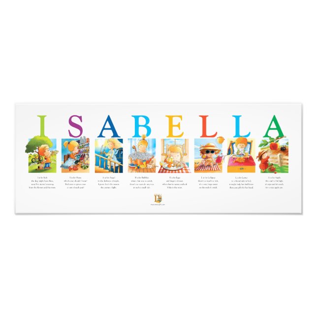 Bright & Colorful "Isabella" Name Printwerbung Fotodruck (Vorne)