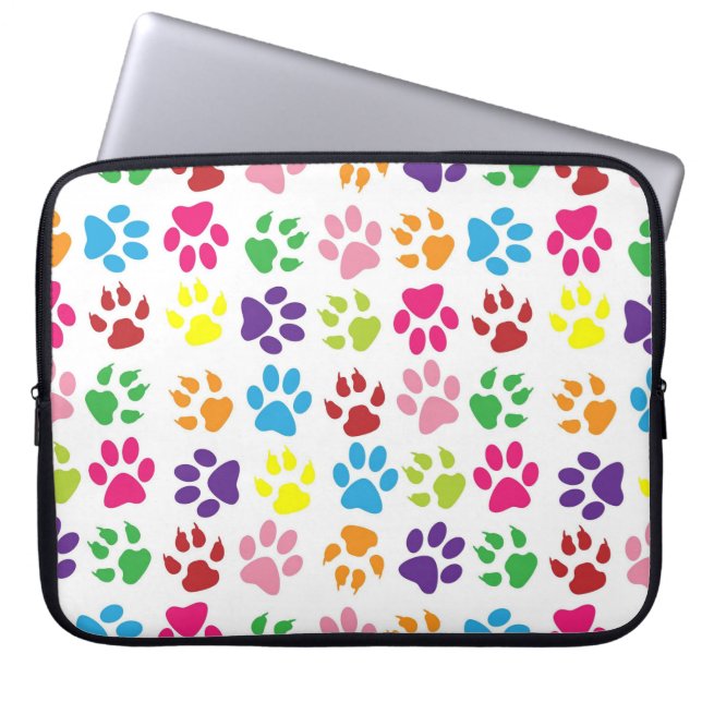 Bright Colorful Paw Prints Pattern Laptopschutzhülle (Vorderseite)