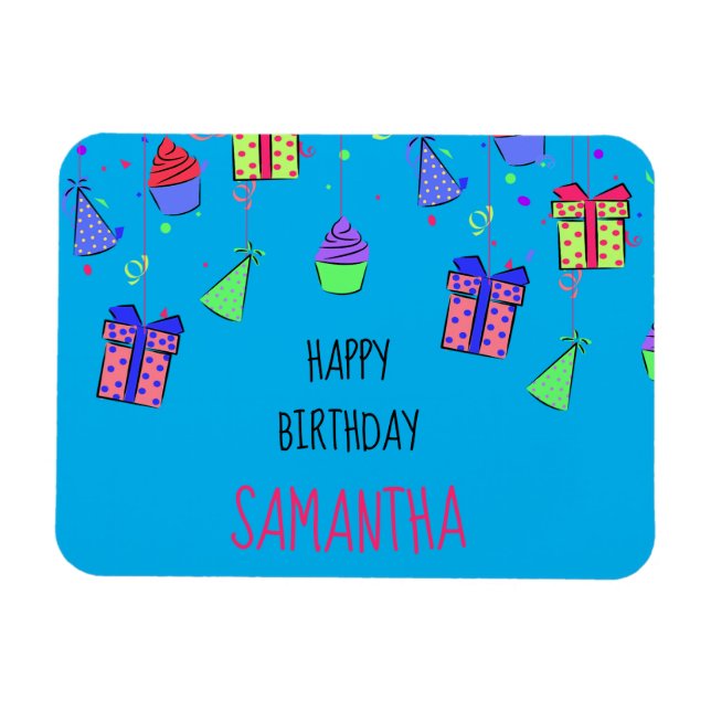 Bright & Colorful - Personalized Happy Birthday Magnet (Horizontal)