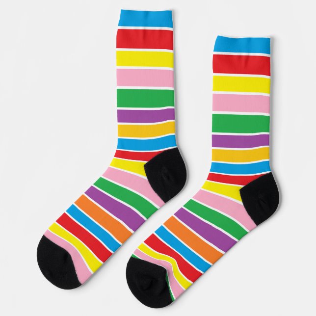 Bright Colorful Rainbow Striped Socken (Linkes Detail)