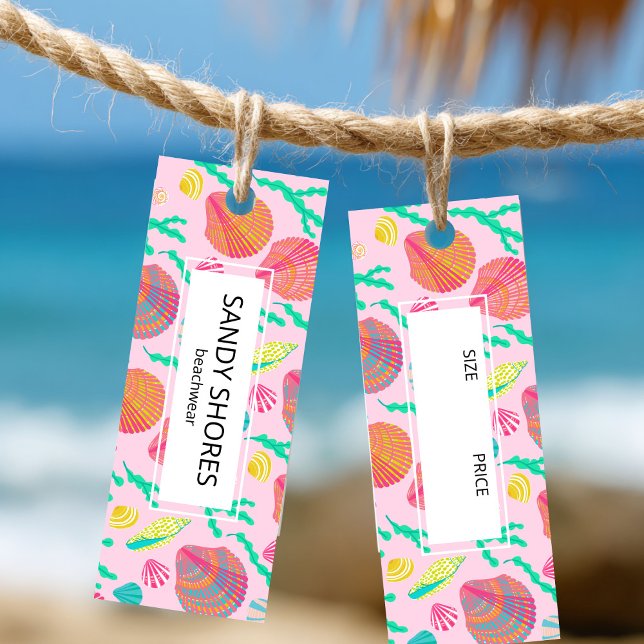 Bright Colorful Seashells Pattern CUSTOM HANG TAG (Bright Colorful Seashells Pattern CUSTOM Clothing Size Price HANG TAG
)