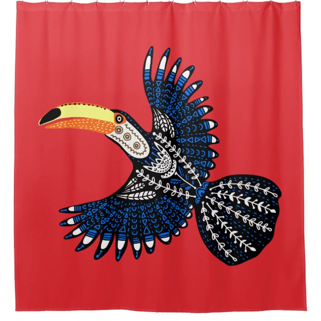 Bright Colorful Tropical Jungle Toucan Bird Duschvorhang (Vorderseite)