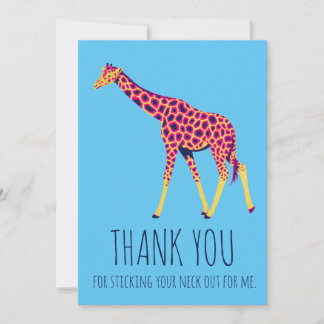 Bright colors giraffe thank you card dankeskarte