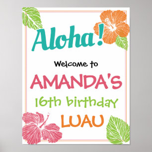 Bright Colors Island Luau Birthday Party Poster