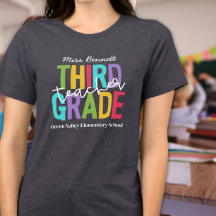 Bright Colors Third Grade Teacher Name Tri-Blend Shirt