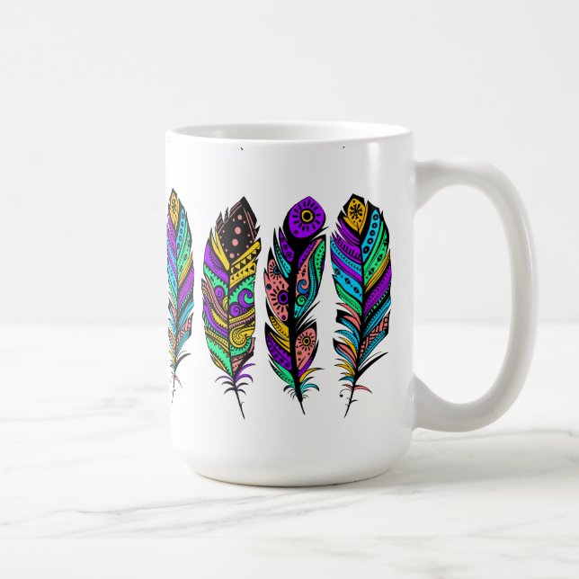 Bright Colors Tribal Federn Illustration Tasse (Rechts)