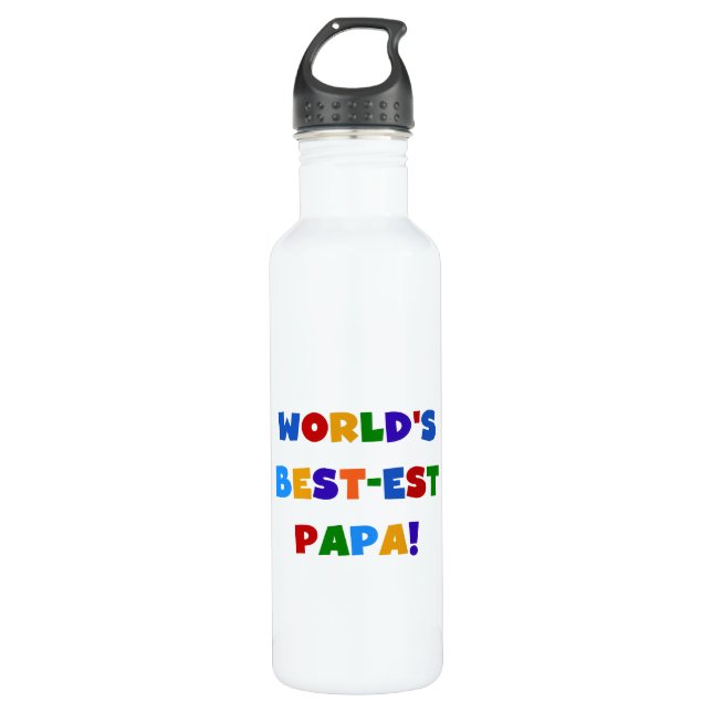 Bright Colors World's Best Papa Tshirts und Edelstahlflasche (Vorderseite)