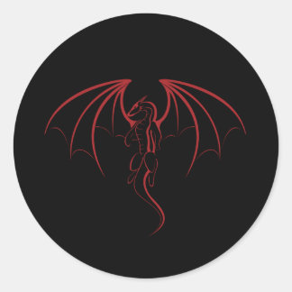 Bright Crimson Red Mythical Dragon Emblem Runder Aufkleber