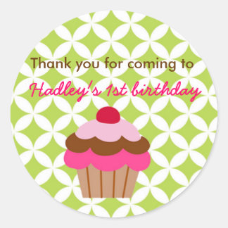 Bright Cupcake Birthday Party für Aufkleber-Anhäng Runder Aufkleber