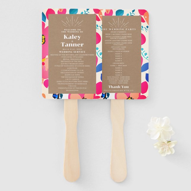 Bright Cutouts Inspirierte Hochzeit Cardstock Fächer (Vorne und Hinten)