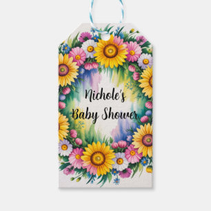Bright Daisis and Wildblumen Girl Baby Shower Geschenkanhänger