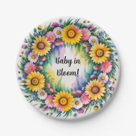 Bright Daisis and Wildblumen Girl Baby Shower Pappteller