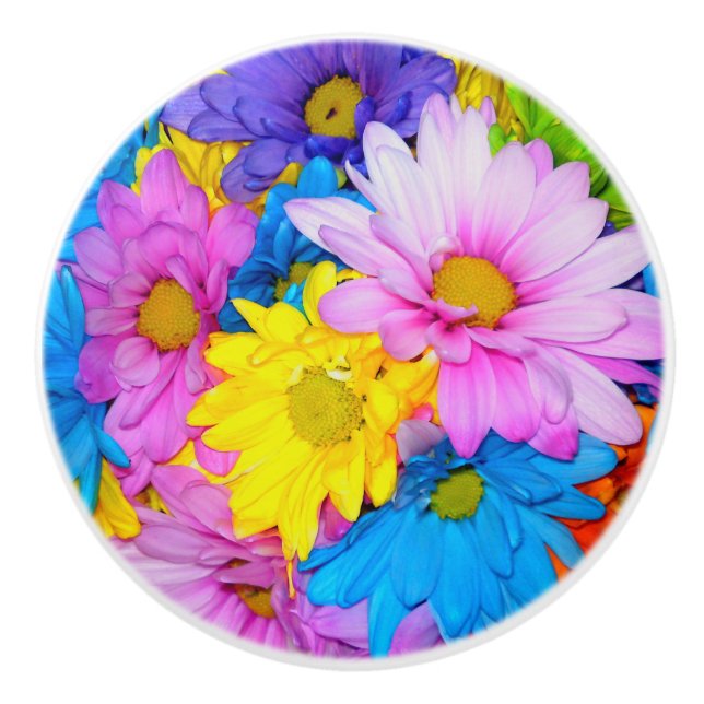 Bright Daisy Blume Door Knob Keramikknauf (Vorderseite)
