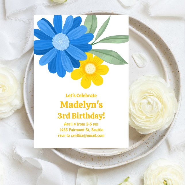Bright Daisy Power Birthday Einladung (Von Creator hochgeladen)