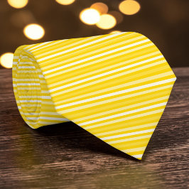 Bright Dark Yellow Color Stripes Necktie Krawatte