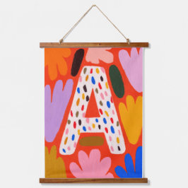 Bright Dopamine Decor Monogram Letter A Tapestry Wandteppich Mit Holzrahmen