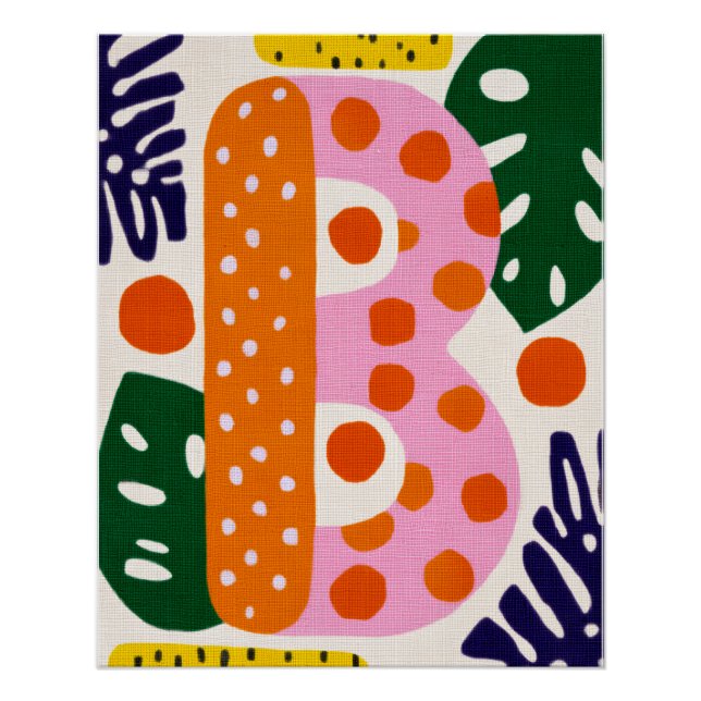 Bright Dopamine Decor Monogram Letter B Poster (Vorderseite)
