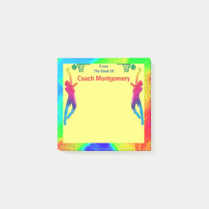 Bright Energetic Basketball Theme for Coach Post-it Klebezettel