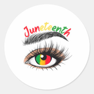 Bright Eyes Juneteenth-Shirts Frauen Männer Afrika Runder Aufkleber
