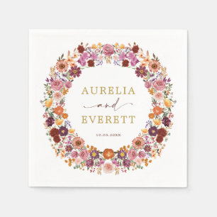 Bright Fall Wildblume Garden Wreath Wedding Serviette