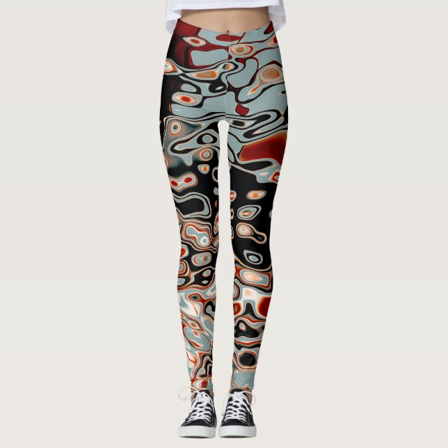 Bright farbenfroh Crazy Wavy Abstraktes Muster Leggings (Vorderseite)