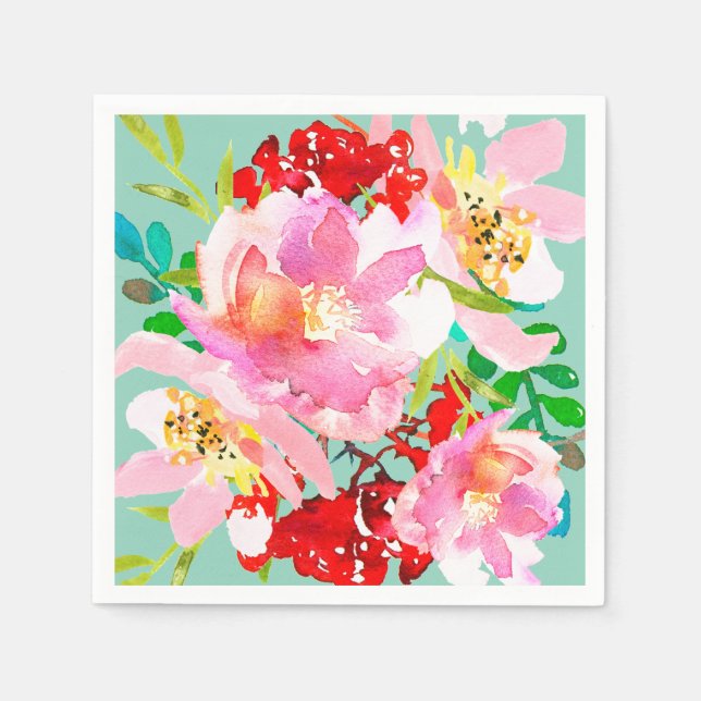 Bright farbenfroh florale Napkins Serviette (Vorderseite)