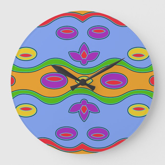 Bright farbenfroh funky Abstrakt Wall Clock Große Wanduhr (Vorderseite)