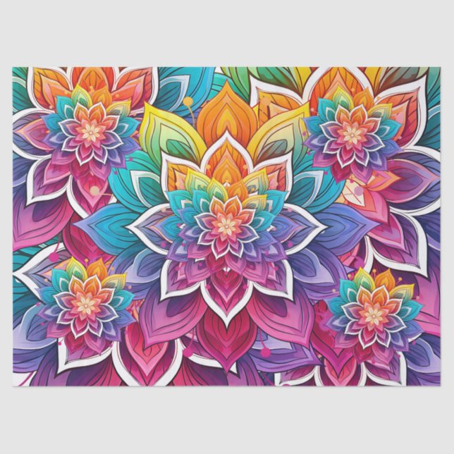 Bright farbenfrohe Floral Mandala Seidenpapier (Vorderseite)