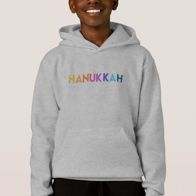 Bright farbenfrohe Hanukkah Text Boy's Hoodie (Vorderseite)