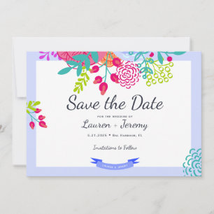 Bright farbenfrohe, kühne Frühlingsfloral Sketch B Save The Date