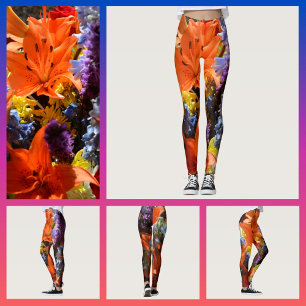Bright farbenfrohe Orange Lilies Abstrakt Leggings