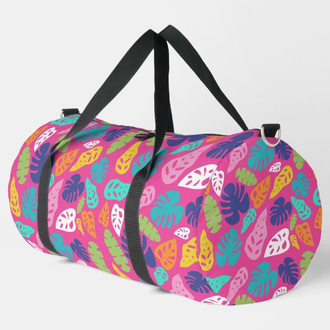 Bright farbenfrohe Tropical Summer Blätter Muster Duffle Bag (Linke Ecke)