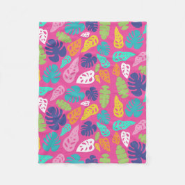 Bright farbenfrohe Tropical Summer Blätter Muster Fleecedecke