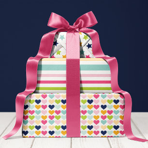 Bright farbige Geburtstagsparty Geschenkpapier Set