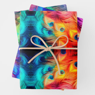 Bright Feather Jewel Tone Geschenkpapier Set