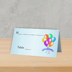 Bright Festive Happy Birthday Balloons Streamers Platzkarte